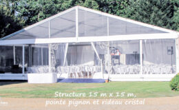 Nous vous proposons à la location ou à la vente un chapiteau entoilage cristal et rideaux cristal  pour un mariage et pour tout type d’événement particulier de type anniversaire, mariage, cocktail, repas de famille. Structura Toulouse, Montauban, Albi, Auch, Castres, Rodez, Perpignan, Agen