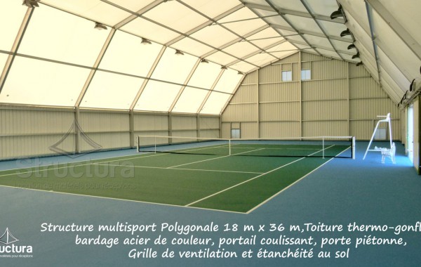 17- Structure multisport 18x36m, toiture thermo-gonflée