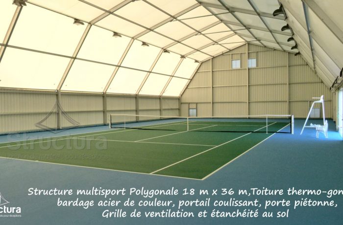 17- Structure multisport 18x36m, toiture thermo-gonflée