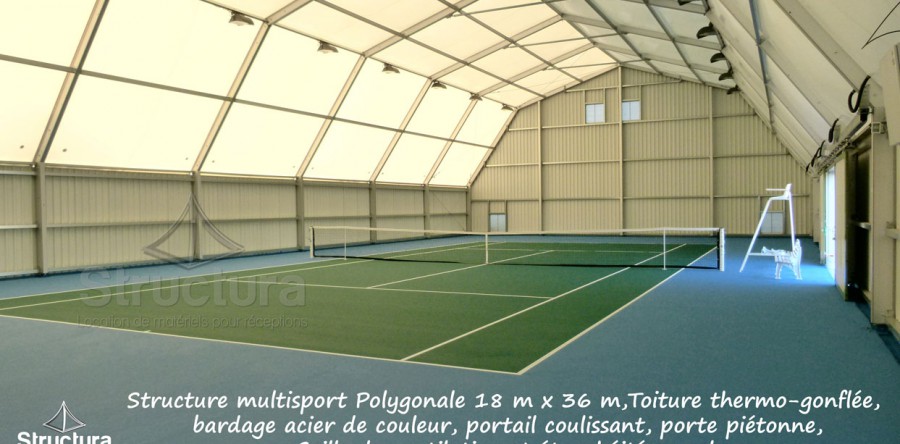 17- Structure multisport 18x36m, toiture thermo-gonflée