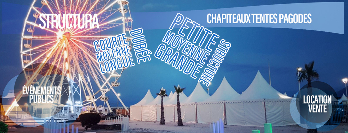 Événements publics : chapiteaux, tentes, pagodes et accessoires
