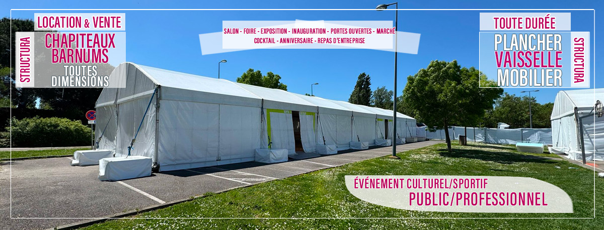 Vous recherchez un chapiteau ou un barnum pour votre événement sportif, culturel, public ou entreprise sur Toulouse, Montauban, Auch, Perpignan, Montpellier, Castres, Albi, Rodez, Millau, Agen ou sur le lieu de votre choix en France ?