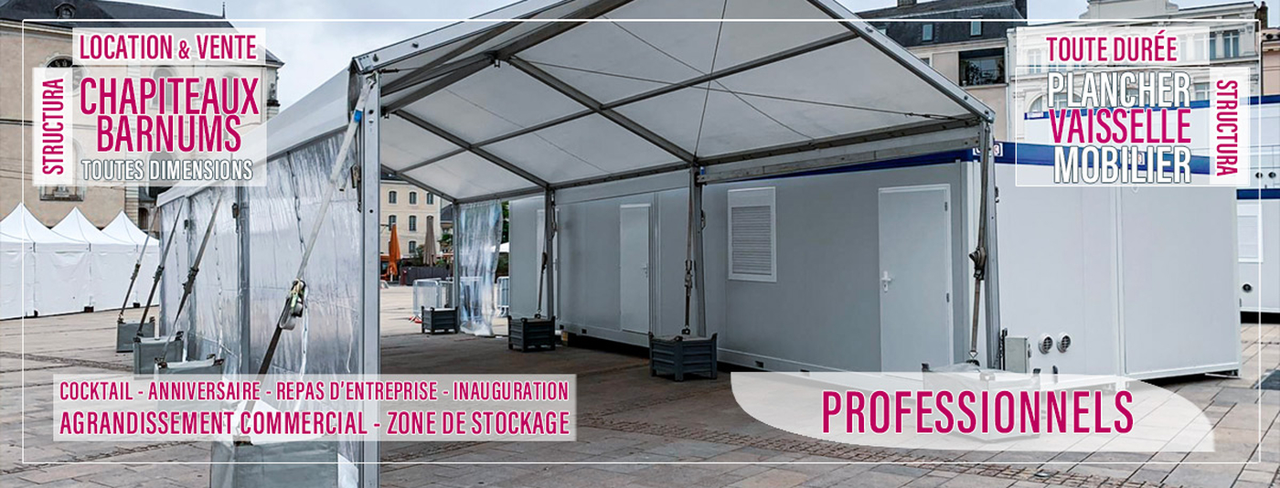 Chapiteau et barnum pour les professionnels. Repas d'entreprise, inauguration, cocktail, anniversaire, agrandissement commercial et zone de stockage. N'hésitez pas à nous contacter ! Sur toute l'Occitanie et la France