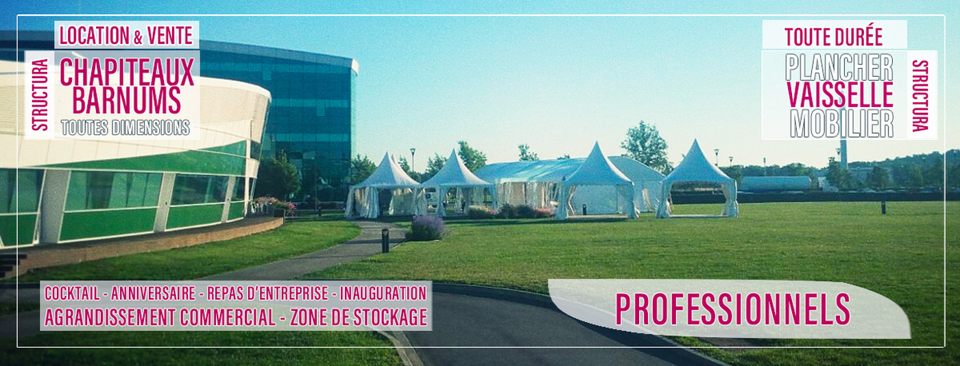 Professionnels : choisissez vos structures et options pour votre événement professionnel