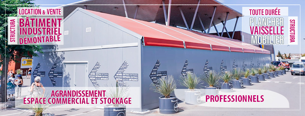 Entrepôt, plateforme logistique, atelier de production et de maintenance, ultra résistant, montage rapide