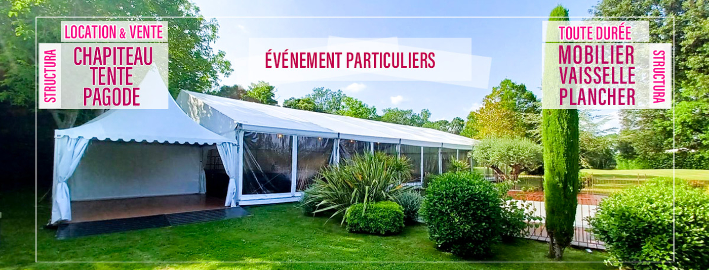 Nous vous proposons une large gamme de structures à la location et à la vente : chapiteau, tente et pagode de réception pour vos événements particuliers