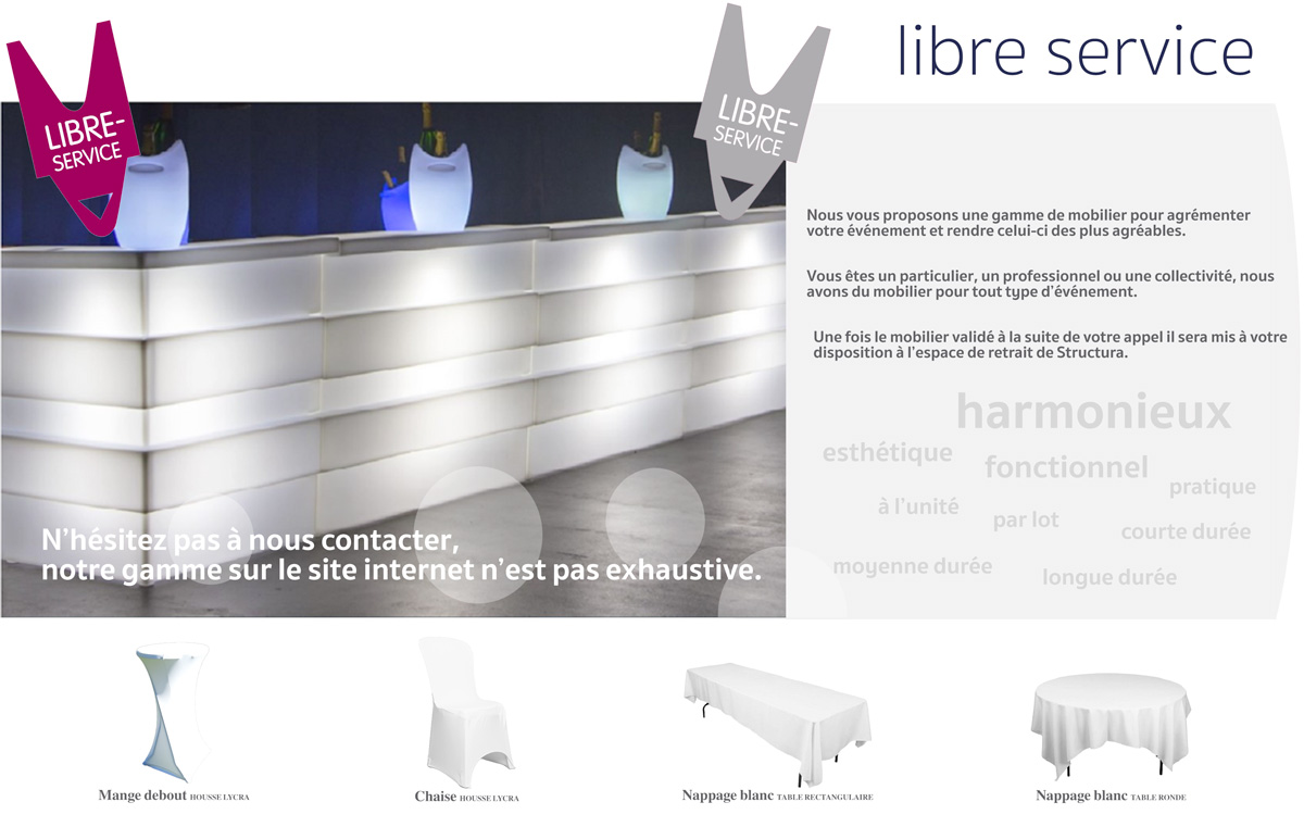 Location de mobilier et nappage sur Toulouse, Castres, Carcassonne, Auch, Agen, Rodez, Albi, Montauban, Perpignan