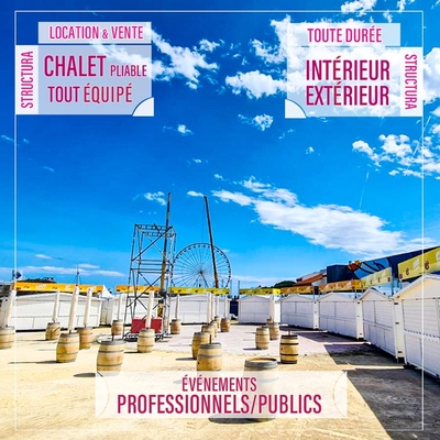 Vous organisez un événement professionnel ou un événement public, nous vous proposons une très large gamme de chalets pliables, en intérieur comme en extérieur !