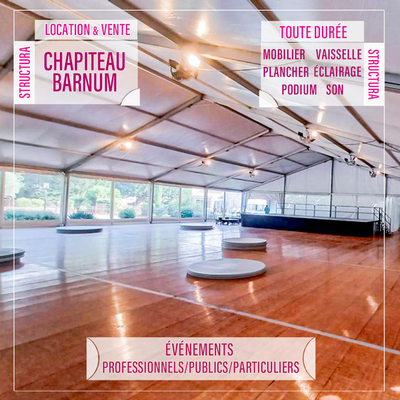 Toutes les tailles de chapiteau/barnum pour votre événement et une large gamme d'options pour accompagner votre structure