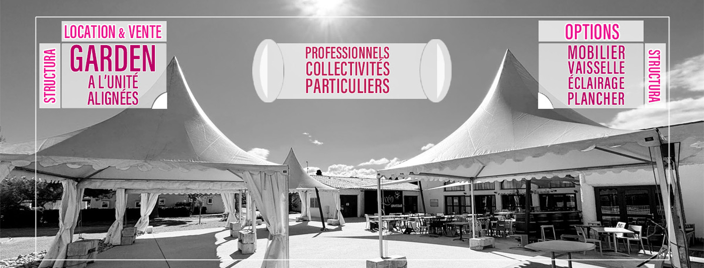 Mariage, Anniversaire, Baptême, Vin d'honneur, Salon, Foire, Exposition, Inauguration, Evénement sportif, Séminaire, Festival, Portes ouvertes, Conférence… Structura propose toute l'année la Location de courte, moyenne et longue durée et la Vente de Tentes sur toute la France. Anticipez et Créez vos espaces pour protéger vos réceptions extérieures des intempéries (pluies, fortes chaleurs…)