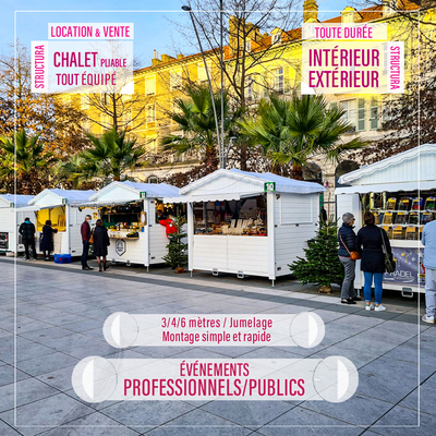 Points d’informations, Points de vente, Stands, Marchés de Noël, Galerie marchande, Foire…