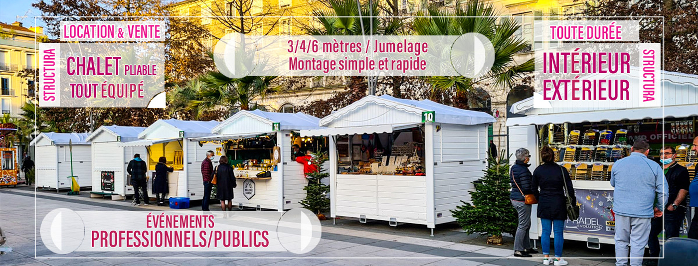 Points d’informations, Points de vente, Stands, Marchés de Noël, Galerie marchande, Foire…